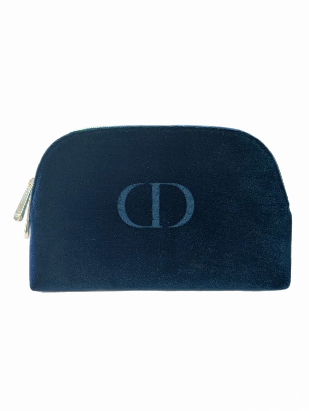 Dior Navy Velvet Cosmetic Pouch Makeup Bag Clutch Gold Zippers NEW - Picture 5 of 5